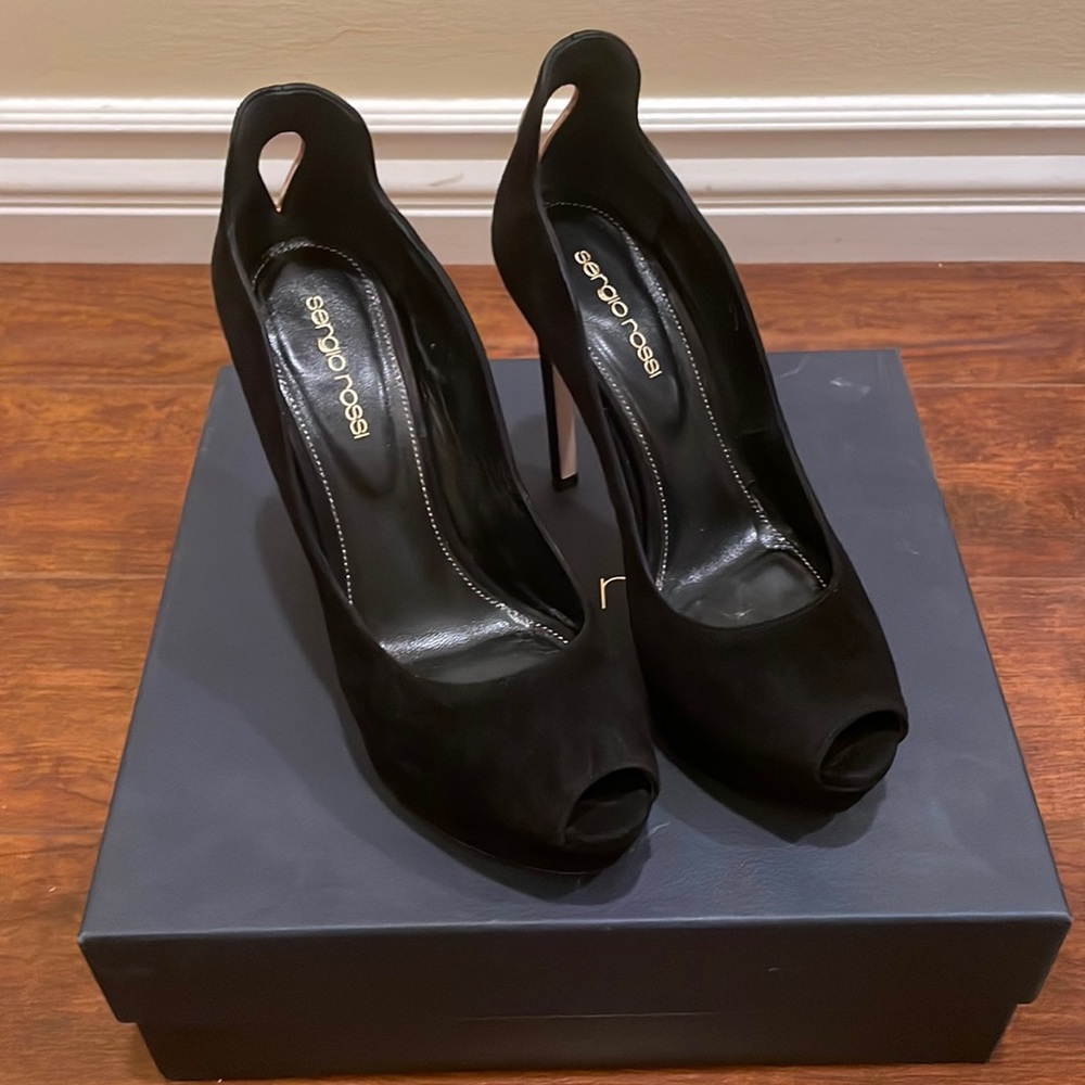 Sergio Rossi black suede pumps